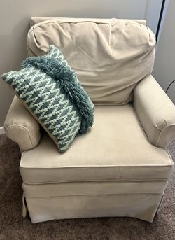 Ivory Suede Swivel Chair