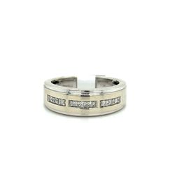 10kt White Gold Mens Diamond Ring 9 Diamonds Band Size 8 1/4 6.30grams 156637 1