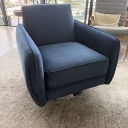 Blue Velvet Swivel Lounge Chair