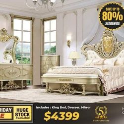 King Bed, Dresser, Mirror