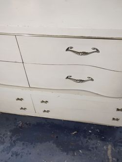 White Dresser with Silver Hardware