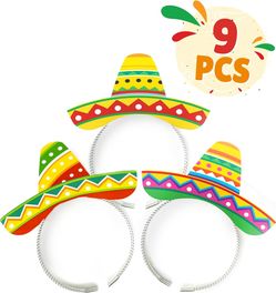 Joyousa Mini Sombrero Headband Hats, Cinco de Mayo Party Favors - 9pcs