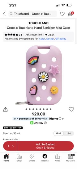 Croc Keychain Hand sanitizer Touchland