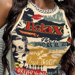 Women sleeveless printed shirt