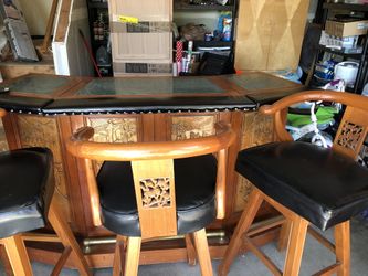 Asian Bar w/6 swivel Stools
