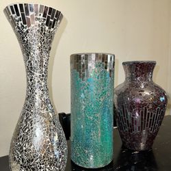 Mosaic Cracked Glass Vases 