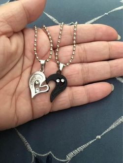 I love you heart couple necklaces