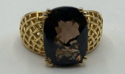 925,gold plated,smoky quartz