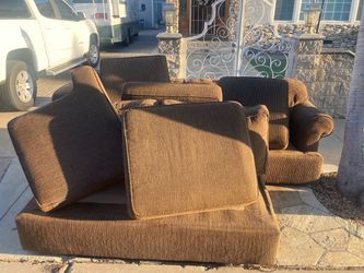 Brown Corduroy Sectional Sofa Set