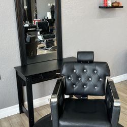 Barber/hairstylist Chair , Desk, And Mirror 