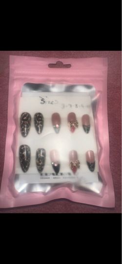 Press-On Nails Leopard Print with Bow