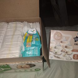 Newborn Diapers, Tommy Tippee Bottle Set