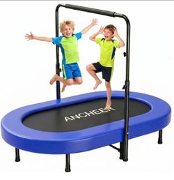 Trampoline for Kids, Toddler Trampoline Indoor Sports and Outdoor Games 56" Kids Rebounder 220LBS Capacity with Adjustable Safety Handrail Foldable Ju