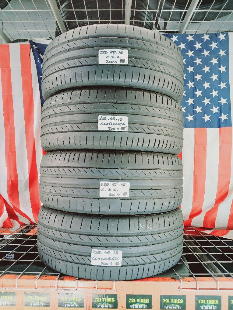 ️ 4 USED TIRES 225/45ZR18 CONTINENTAL CONTISPORTCONTACT 225/45R18 
