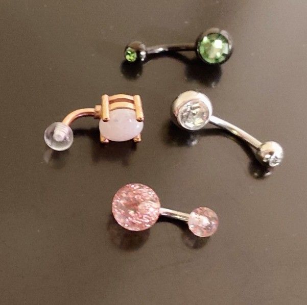 4 Assorted Color Belly Button Rings
