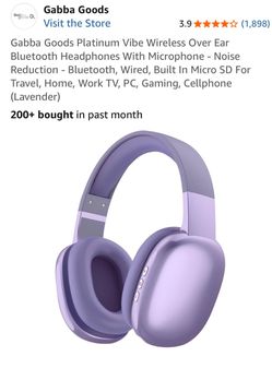 Gabba Goods Platinum Vibe Wireless Headphones Lavender