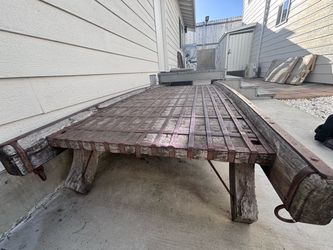 Antique Wooden sitting Flatbed  with Iron Straps