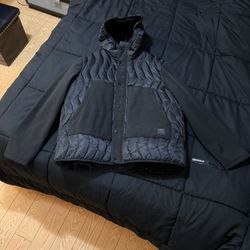 Karl Lagerfeld Black Quilted Hooded Puffer Jacket XXL