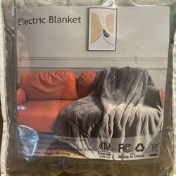 Brand New Heated Electric Blanket, 4 Temperature Levels, Auto Shut Off, Grey, 50” X  60”. Cobija Eléctrica, Nueva, Apagado Automático 