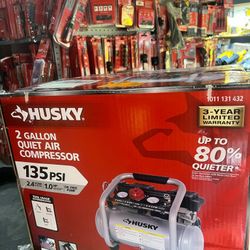 Husky 2 Gallon Quiet Air Compressor 135PSI 