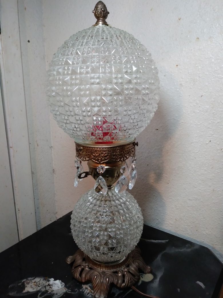 Set of Vintage Double Globe Crystal Glass Lamps