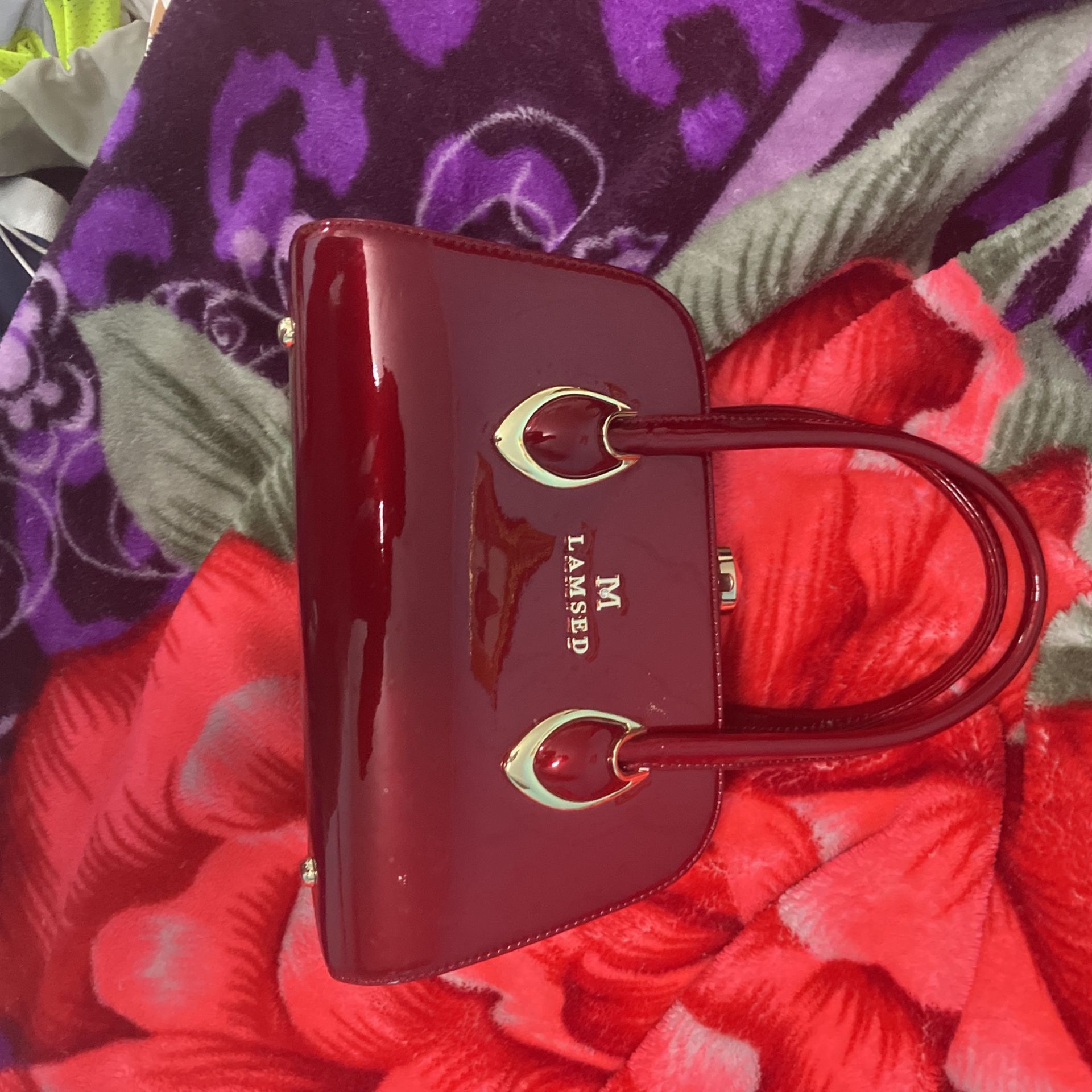 Red Leather Lamsed Purse