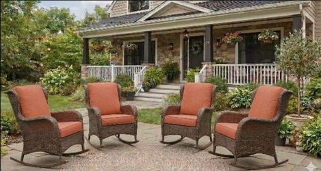 Set of 4 Wicker Outdoor Rocking Chairs patio furniture