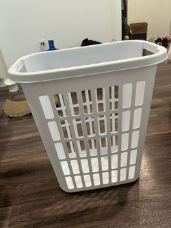 White Plastic Laundry Hamper