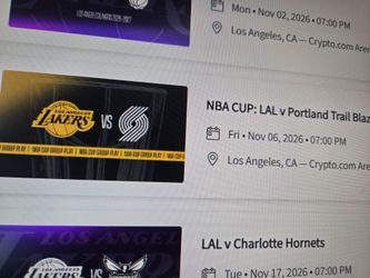 Lakers Trailblazer Tickets Friday Nov 6th Cup Game