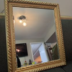 Nice  Ornate Framed Mirror With Beveled Glass 