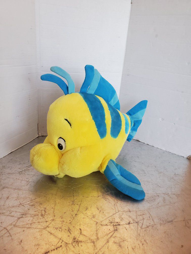 Disney Little Mermaid Flounder Plush Yellow Fish Walt Disney World Stuffed Animal