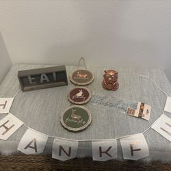 Thanksgiving Banner Welcome Sign And Metal Home Decor Set - Thanksgiving 
