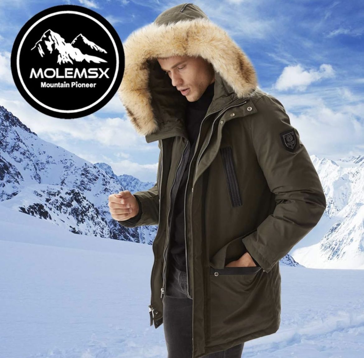 Molemsx Men's Duck Down Parka Winter Jacket Warm Coat Thicken Puffer Jacket with Fur Hood