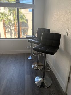 Set of 3 Black Adjustable Bar Stools