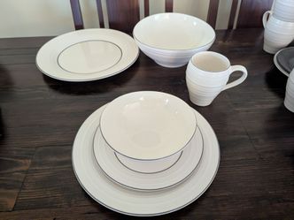 Dinnerware set: plates, bowls, mugs, serving dishes