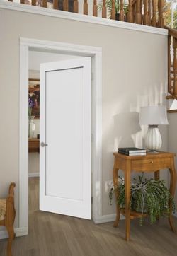 RELIABILT 28-in x 80-in Primed Solid Core 1-Panel Right Hand Prehung Interior Door