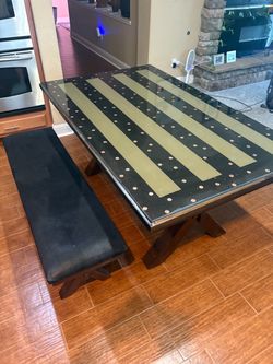 Solid Wood Dining Table with Bench Set
