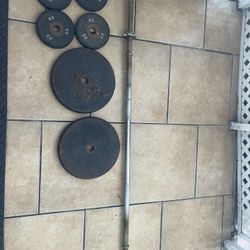 Standar Barbell And Weight Plates (60lbs) 