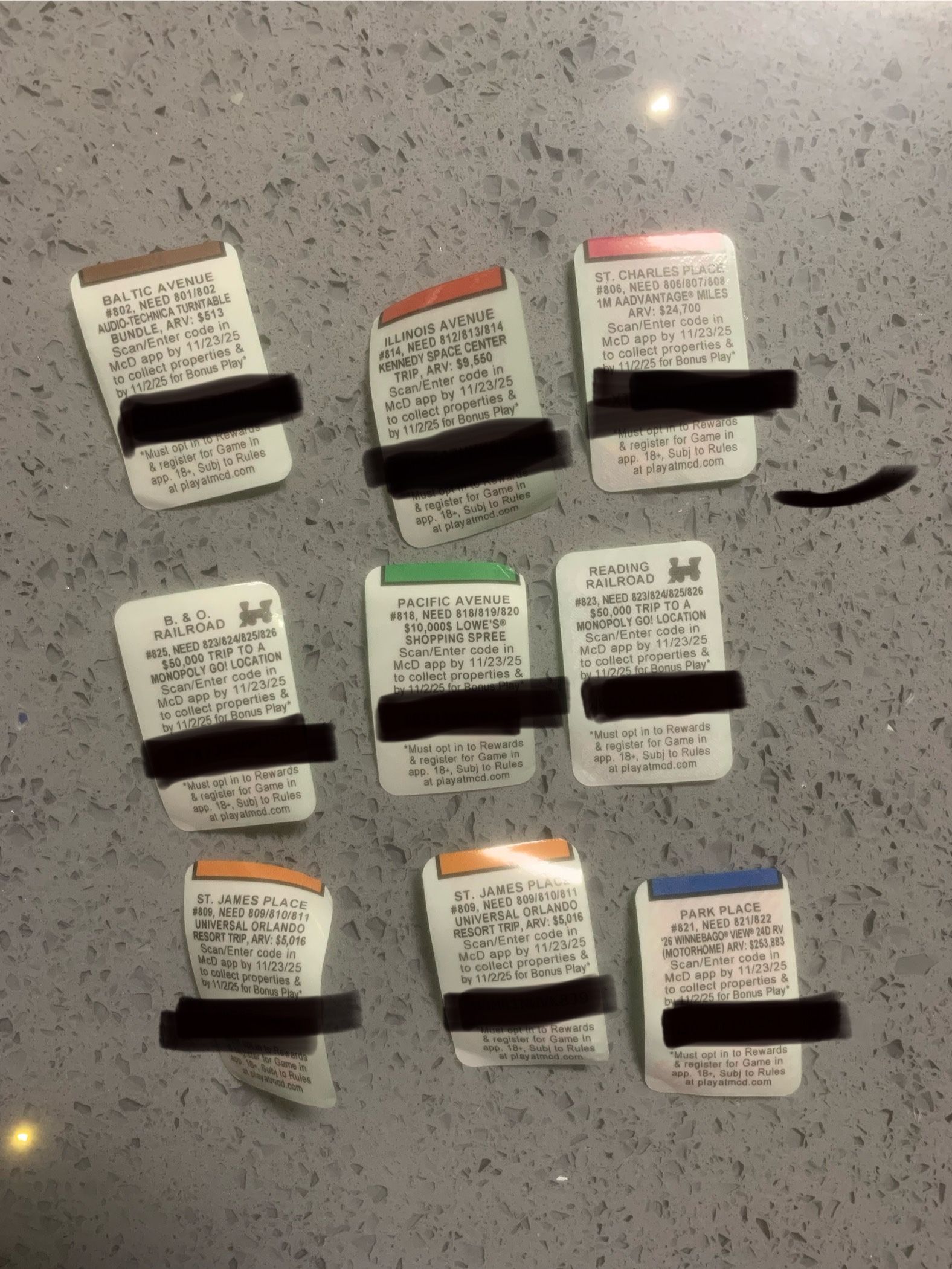 McDonald’s Monopoly Game Pieces