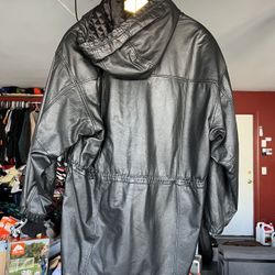 Real Leather Zipper Hoodie Size Medium 