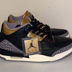 Nike Air Jordan 3 Retro Mid Black & Gold Sneakers Men’s 10.5 Women’s 12 W/ Box