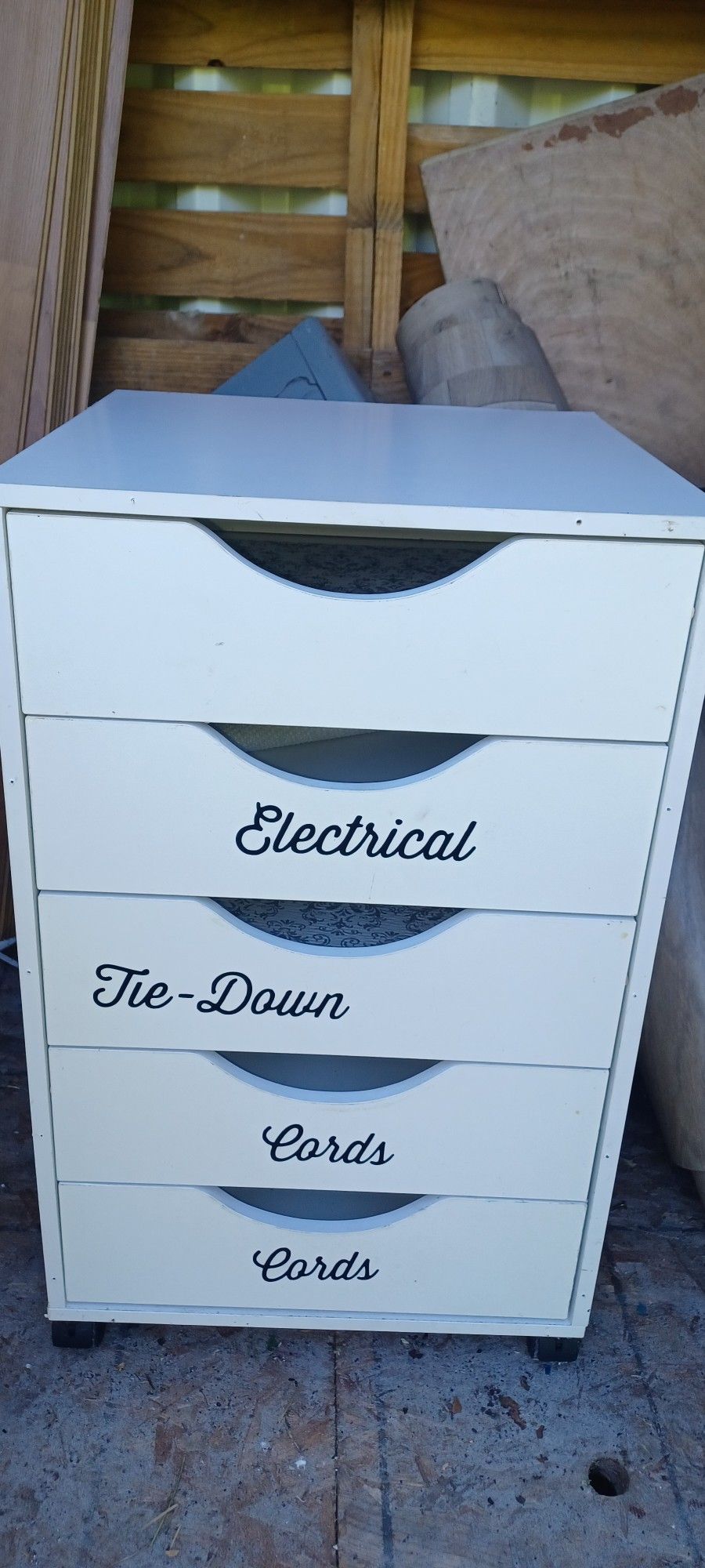 White 5- drawers solid wood mobile storage cart 26" height × 15" 3/4 width × 15" 3/4 length