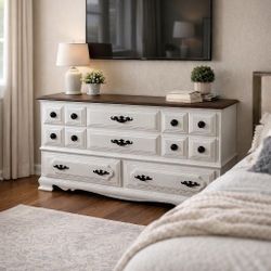 "Beautiful Refurbished Dresser – White with stained Dark Wood Top