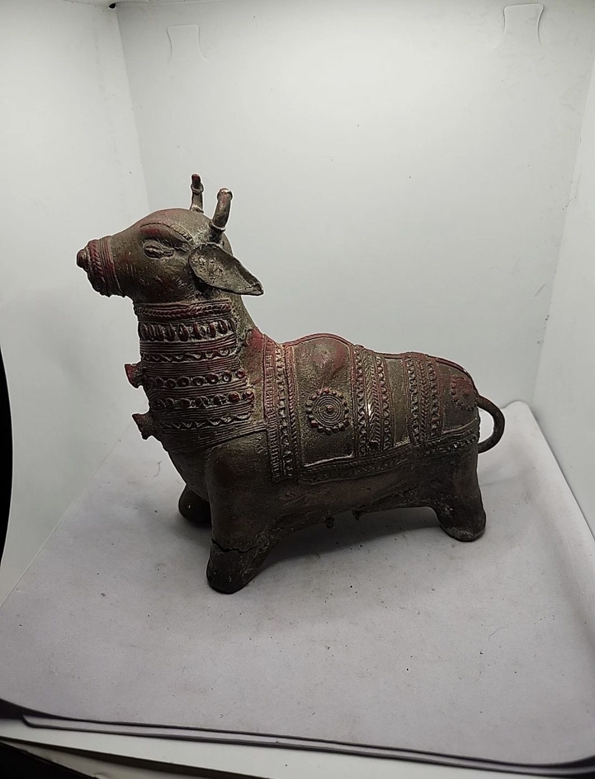 Antique Old Hand Crafted Brass Nandi Bull Vahana Of Shiva Heavy Statue