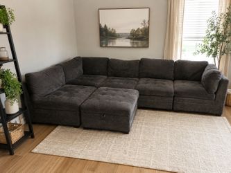 🔥 Oversized Modular Sectional Sofa + Storage Ottoman | Excellent Condition