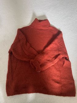 Rust Orange Oversized Turtleneck Sweater