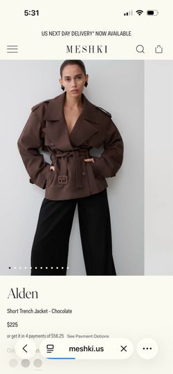 Meshki “Alden” Chocolate short Trench Jacket
