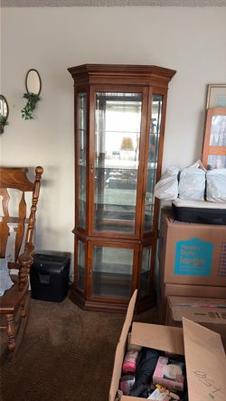 Wood and Glass Curio Display Cabinet