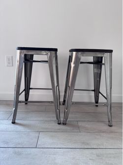 Metal 30" Barstool with Wood Seat