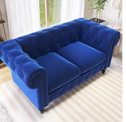 62.2” W Velvet Blue Sofa